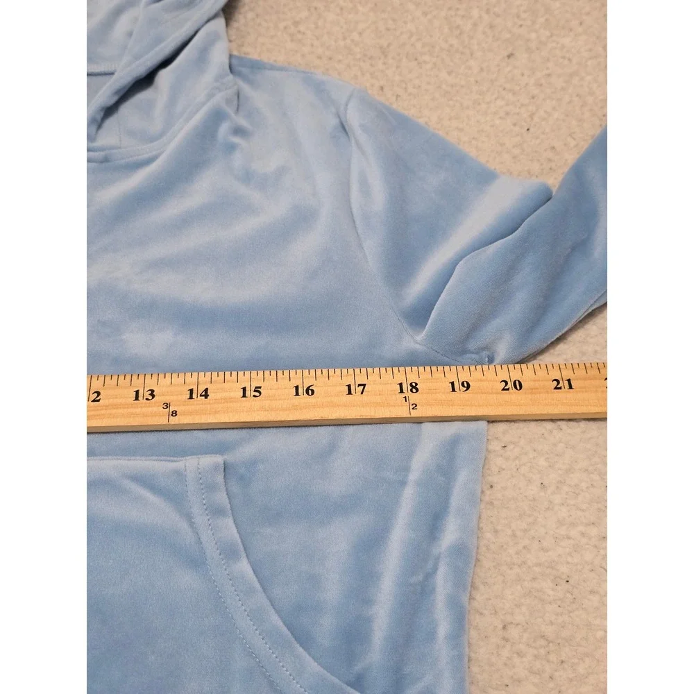 Juicy Couture Blue Velour Tracksuit Zip Hoodie Pants Set Large JC Crest Logo
